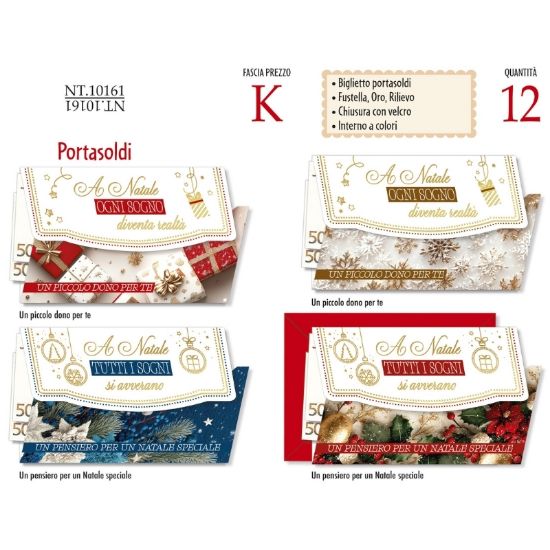 Picture of BIGLIETTI CROMO NATALE 12pz PORTASOLDI
