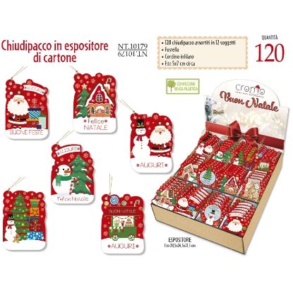 Immagine di BIGLIETTI CROMO NATALE 120pz CHIUDIPACCO