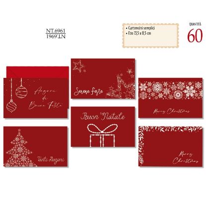 Immagine di BIGLIETTI CROMO NATALE 60pz CARTONCINI 9x14cm COLORATI