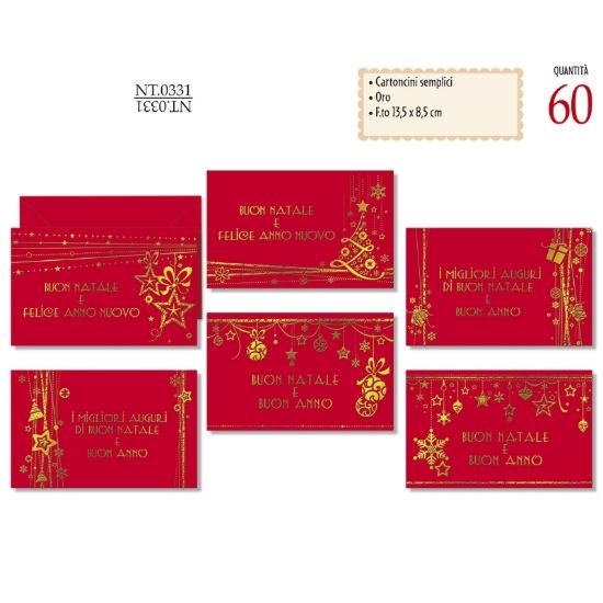 Picture of BIGLIETTI CROMO NATALE 60pz CARTONCINI ROSSI