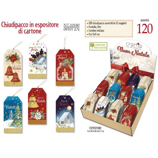 Picture of BIGLIETTI CROMO NATALE 120pz CHIUDIPACCO