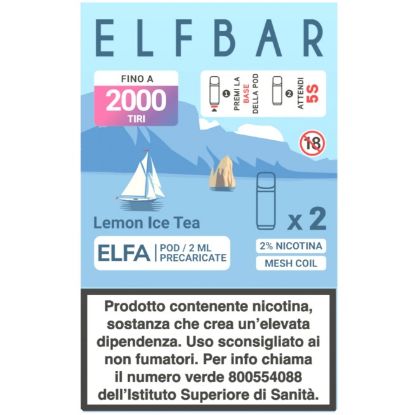 Immagine di ELFBAR ELFA RIC. POD 1x2pz 20mg/ml LEMON ICE TEA - PLN016794
