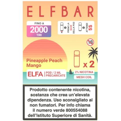 Immagine di ELFBAR ELFA RIC. POD 1x2pz 20mg/ml PINEAPPLE PEACH MANGO - PLN016801
