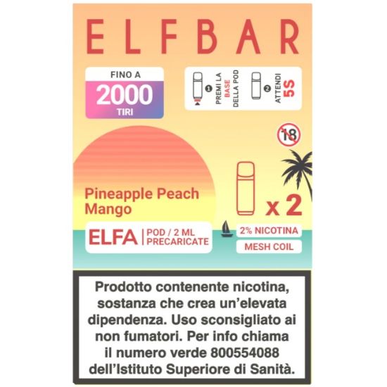 Immagine di ELFBAR ELFA RIC. POD 1x2pz 20mg/ml PINEAPPLE PEACH MANGO - PLN016801