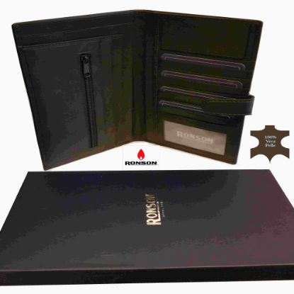 Immagine di PORTAFOGLIO UOMO/DONNA 4552 NERO VERA PELLE RONSON 1pz - 20x12cm CHIUSO