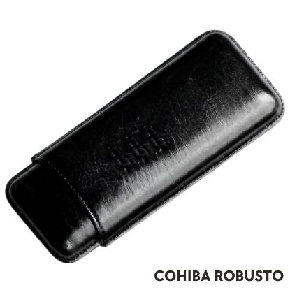 Immagine di PORTASIGARO x2 COHIBA ROBUSTO 22mm L.120mm PANGEA 1pz NERO IN PELLE