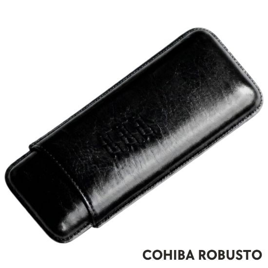 Immagine di PORTASIGARO x2 COHIBA ROBUSTO 22mm L.120mm PANGEA 1pz NERO IN PELLE