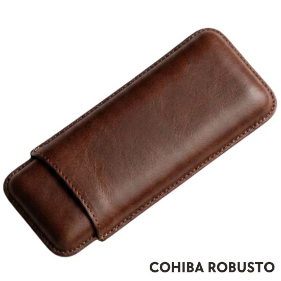Immagine di PORTASIGARO x2 COHIBA ROBUSTO 22mm L.120mm PANGEA 1pz MARRONE IN PELLE