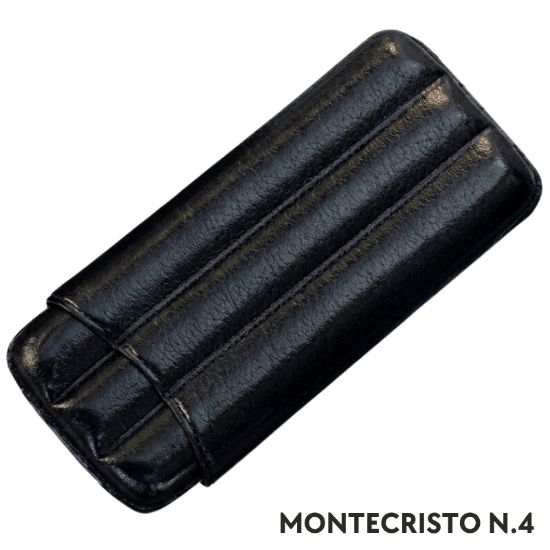 Picture of PORTASIGARO x3 MONTECRISTO N.4 15mm L.120mm PANGEA 1pz NERO IN PELLE