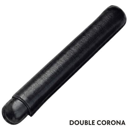 Immagine di PORTASIGARO x1 DOUBLE CORONA 22mm L.200mm PANGEA 1pz NERO IN PELLE