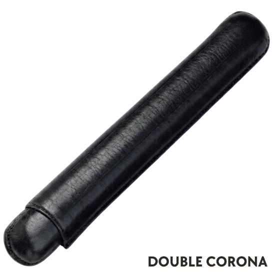 Immagine di PORTASIGARO x1 DOUBLE CORONA 22mm L.200mm PANGEA 1pz NERO IN PELLE