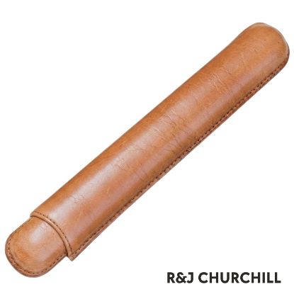 Immagine di PORTASIGARO x1 R&J CHURCHILL 20mm L.180mm PANGEA 1pz HAVANA IN PELLE