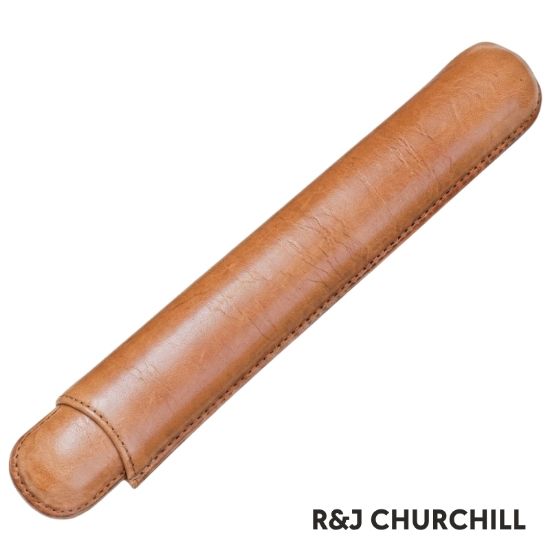 Picture of PORTASIGARO x1 R&J CHURCHILL 20mm L.180mm PANGEA 1pz HAVANA IN PELLE