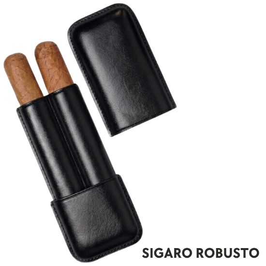 Immagine di PORTASIGARO x2 ROBUSTO 25mm L.110mm PANGEA 1pz MARRONE IN PELLE