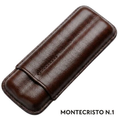 Immagine di PORTASIGARO x2 MONTECRISTO N.3 15mm L.140mm PANGEA 1pz MARRONE IN PELLE