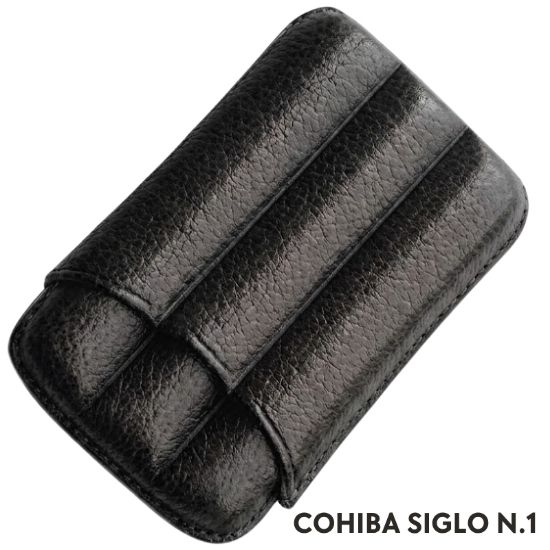 Picture of PORTASIGARO x3 COHIBA SIGLO 16mm L.100mm PANGEA 1pz NERO IN PELLE