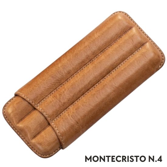 Picture of PORTASIGARO x3 MONTECRISTO N.4 15mm L.120mm PANGEA 1pz MARRONE IN PELLE
