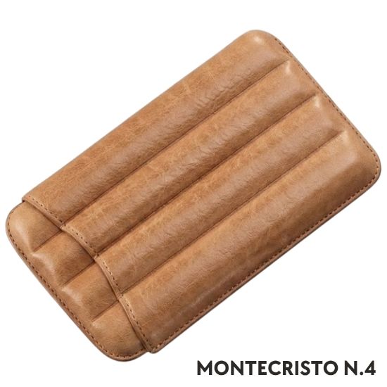 Picture of PORTASIGARO x3 MONTECRISTO N.4 15mm L.120mm 1pz MARRONE IN PELLE