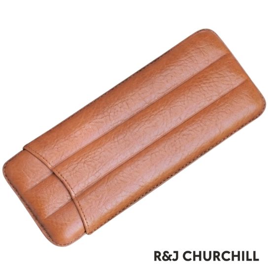 Immagine di PORTASIGARO x3 R/J CHURCHILL 16mm L.140mm 1pz MARRONE IN PELLE
