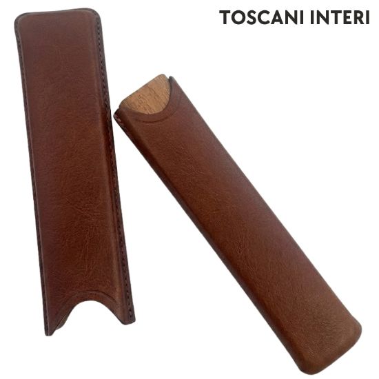 Immagine di PORTASIGARO x2 TOSCANI INTERI 1pz MARRONE IN PELLE