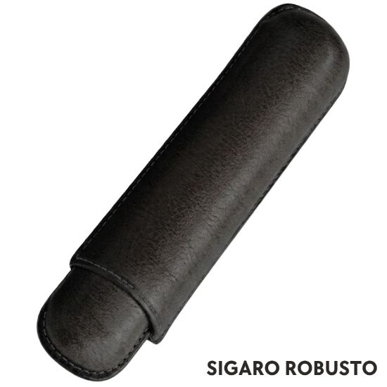 Immagine di PORTASIGARO x1 ROBUSTO 25mm L.110mm PANGEA 1pz NERO IN PELLE