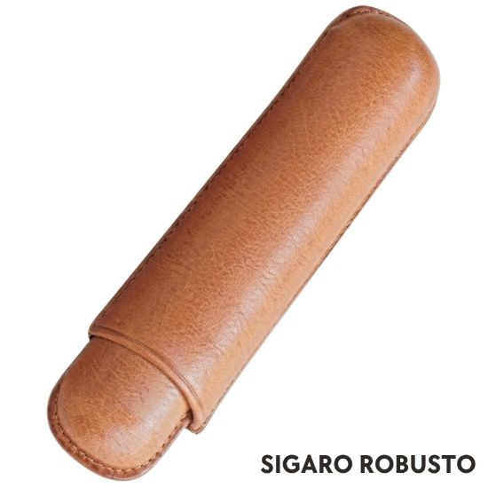 Immagine di PORTASIGARO x1 ROBUSTO 25mm L.110mm PANGEA 1pz HAVANA IN PELLE