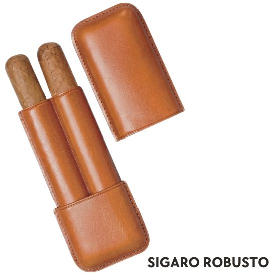 Immagine di PORTASIGARO x2 ROBUSTO 25mm L.110mm PANGEA 1pz NERO IN PELLE