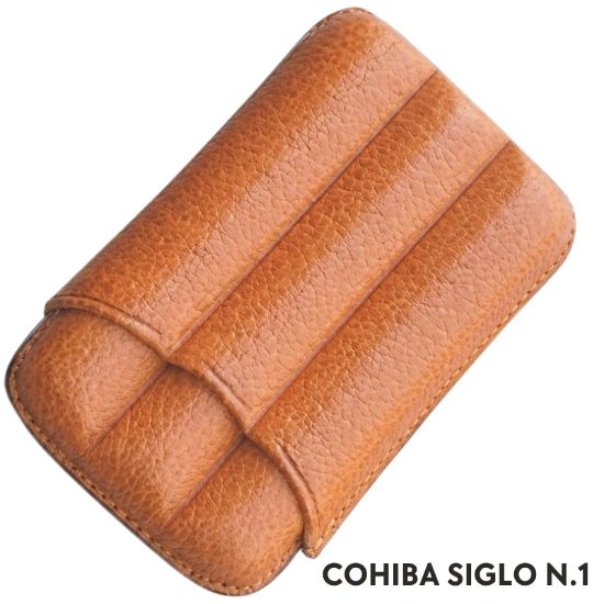 Immagine di PORTASIGARO x3 COHIBA SIGLO 16mm L.100mm PANGEA 1pz MARRONE IN PELLE