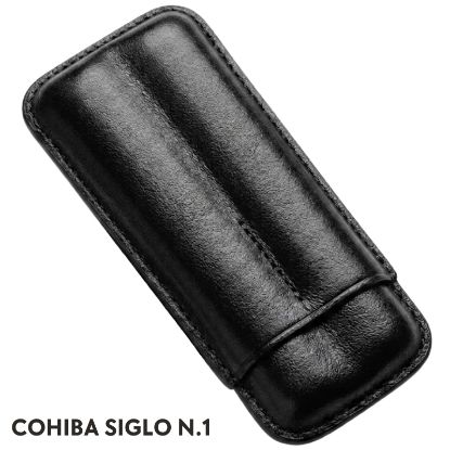 Picture of PORTASIGARO x2 COHIBA SIGLO N.1 14mm L.90mm PANGEA 1pz NERO IN PELLE