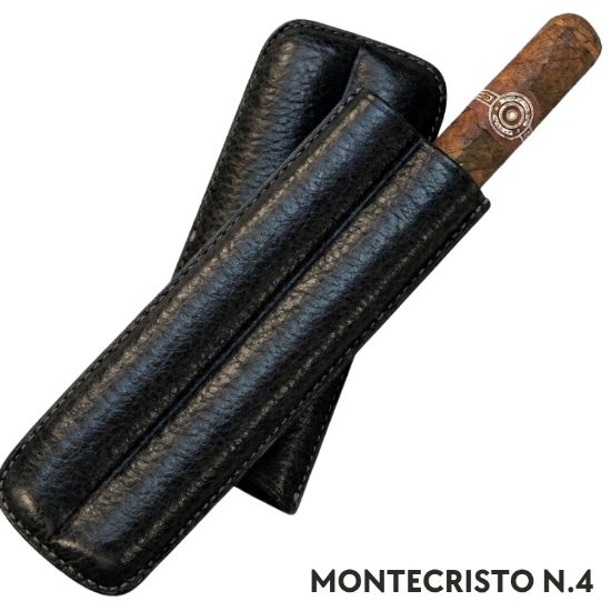 Immagine di PORTASIGARO x2 MONTECRISTO N.4 15mm L.120mm PANGEA 1pz NERO IN PELLE