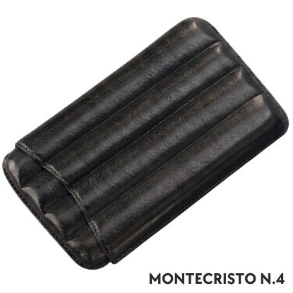 Picture of PORTASIGARO x3 MONTECRISTO N.4 15mm L.120mm 1pz NERO IN PELLE