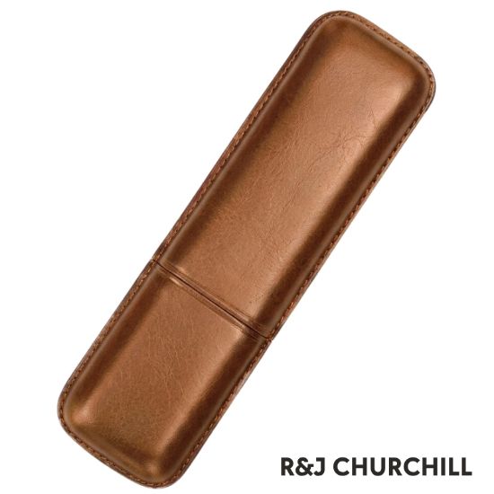 Picture of PORTASIGARO x2 R&J CHURCHILL FB 20mm L.180mm PANGEA 1pz MARRONE IN PELLE
