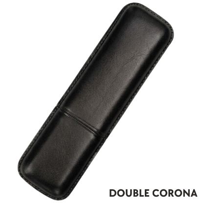 Immagine di PORTASIGARO x2 DOUBLE CORONA 22mm L.200mm PANGEA 1pz NERO IN PELLE