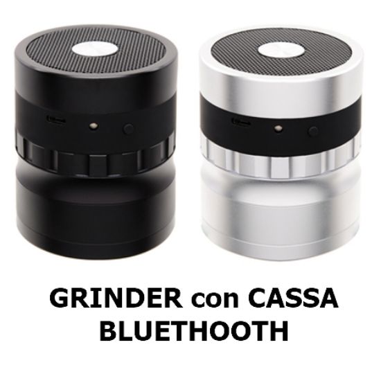 Immagine di TRITATABACCO SINGOLO 1pz GRINDER ATOMIC METAL 4parti 62mm + CASSA BLUETHOOTH
