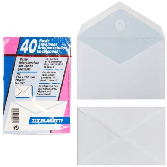 Immagine di BUSTA LETTERA 11x16cm 70g SENZA FINESTRA 40pz BIANCA