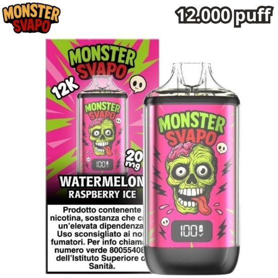 Picture of MONSTER SVAPO KIT + POD 1pz WATERMELON RASPBERRY ICE 10ml 20mg/ml - PLN016702