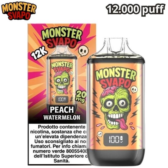 Immagine di MONSTER SVAPO KIT + POD 1pz PEACH WATERMELON 10ml 20mg/ml - PLN016706