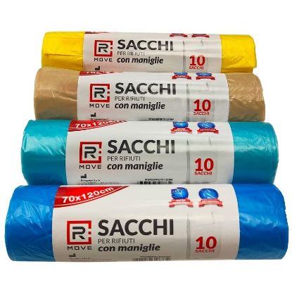 Immagine di SACCHETTI IMMONDIZIA 70x120cm 10pz COLORI ASSORTITI