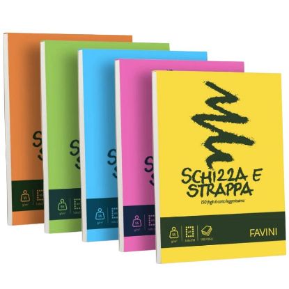 Immagine di ALBUM DISEGNO BLOCCO A6 5pz SCHIZZA & STRAPPA FAVINI - 10x15cm
