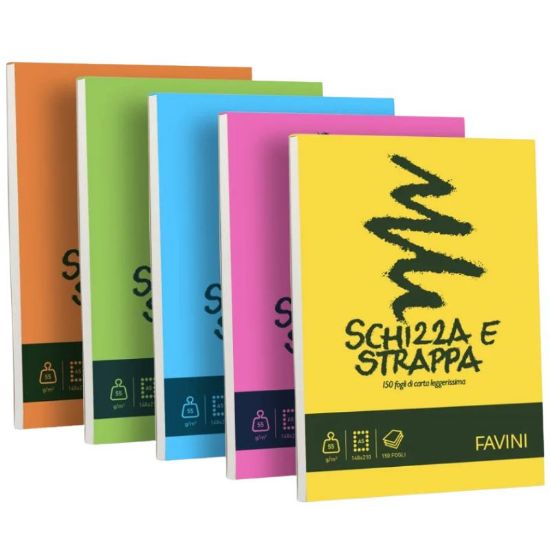 Picture of ALBUM DISEGNO BLOCCO A6 5pz SCHIZZA & STRAPPA FAVINI - 10x15cm