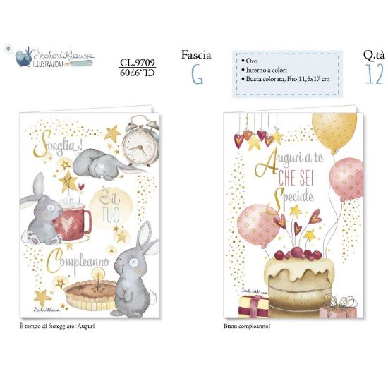 Immagine di BIGLIETTI CROMO COMPLEANNO 12pz