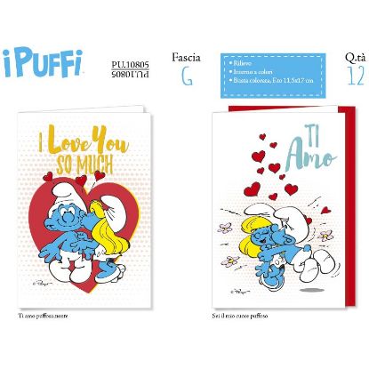 Immagine di BIGLIETTI CROMO PUFFI LOVE 12pz