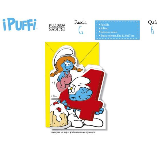 Immagine di BIGLIETTI CROMO PUFFI NUMERO 4 - 6pz