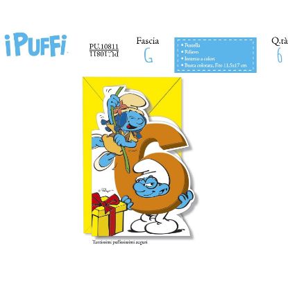 Immagine di BIGLIETTI CROMO PUFFI NUMERO 6 - 6pz