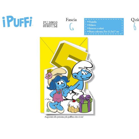 Immagine di BIGLIETTI CROMO PUFFI NUMERO 5 - 6pz