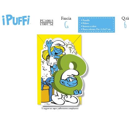 Immagine di BIGLIETTI CROMO PUFFI NUMERO 8 - 6pz