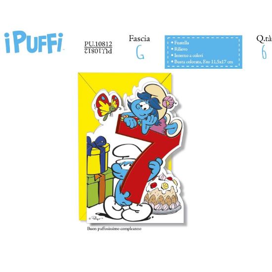 Immagine di BIGLIETTI CROMO PUFFI NUMERO 7 - 6pz