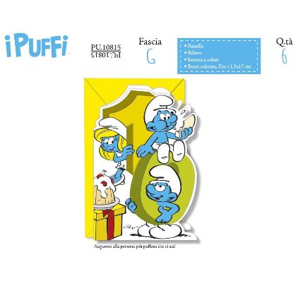 Immagine di BIGLIETTI CROMO PUFFI NUMERO 10 - 6pz