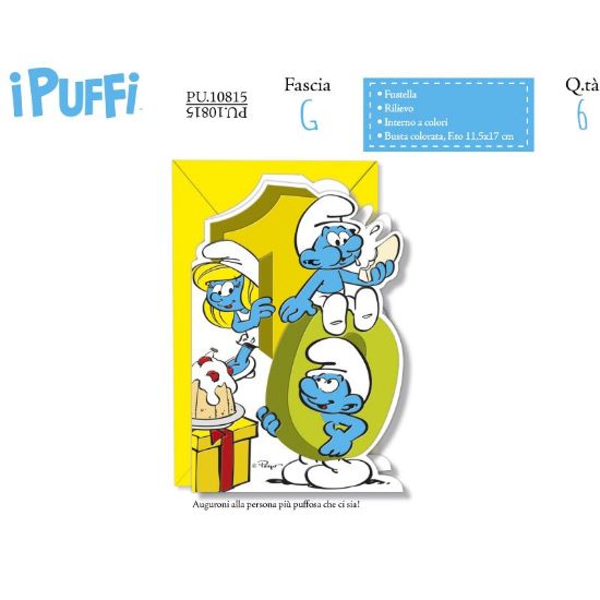Immagine di BIGLIETTI CROMO PUFFI NUMERO 10 - 6pz