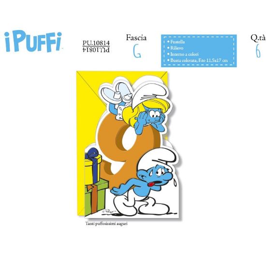 Immagine di BIGLIETTI CROMO PUFFI NUMERO 9 - 6pz